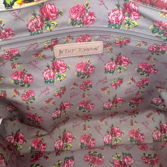 Betsey Johnson Tote Shoulder Bag Blush Pink w/Floral Lining/Purse/Handbag/Large - Picture 11 of 17